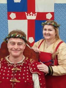 King Leofric and Queen Sabine with the  victors wreaths.